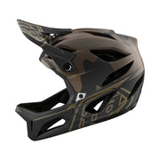 Troy Lee Designs Stage Full-Face Helmet, stealth camo olive, left side view.