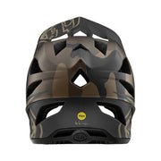 Troy Lee Designs Stage Full-Face Helmet, stealth camo olive, back view.