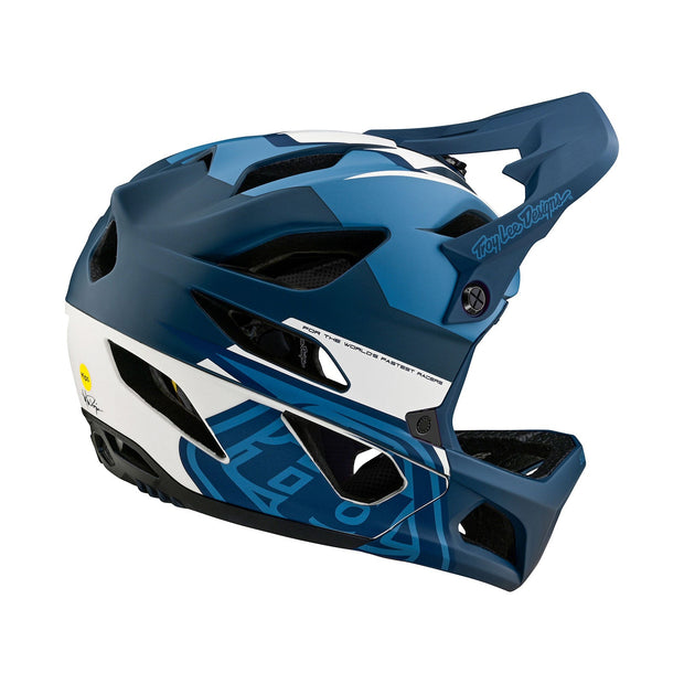 Troy Lee Designs Stage Full-Face Helmet, vector blue, right side view.