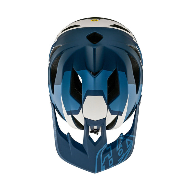 Troy Lee Designs Stage Full-Face Helmet, vector blue, top view.