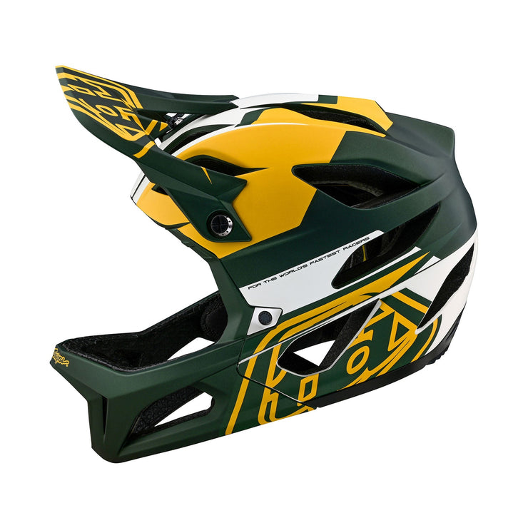 Troy Lee Designs Stage Full-Face Helmet, vector green, left side view.