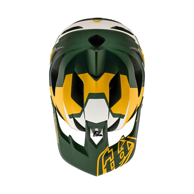 Troy Lee Designs Stage Full-Face Helmet, vector green, top view.