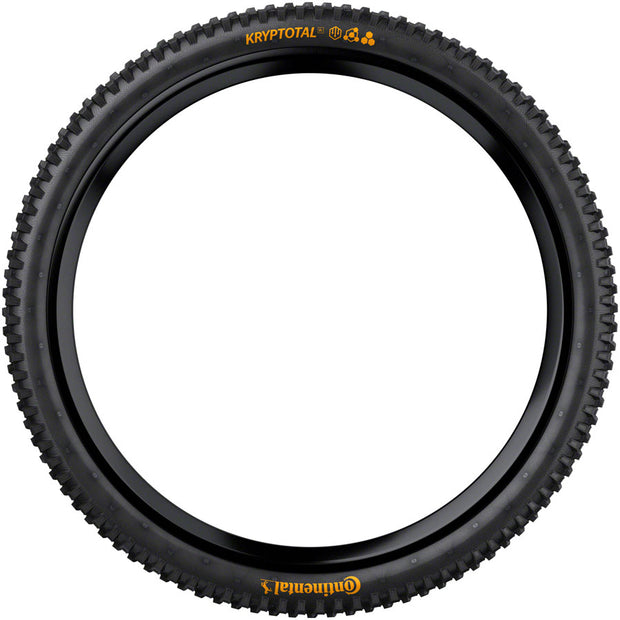 Continental Kryptotal Front Tire - 29 x 2.40 Tubeless, Folding, Soft Downhill Casing, E25, side view.