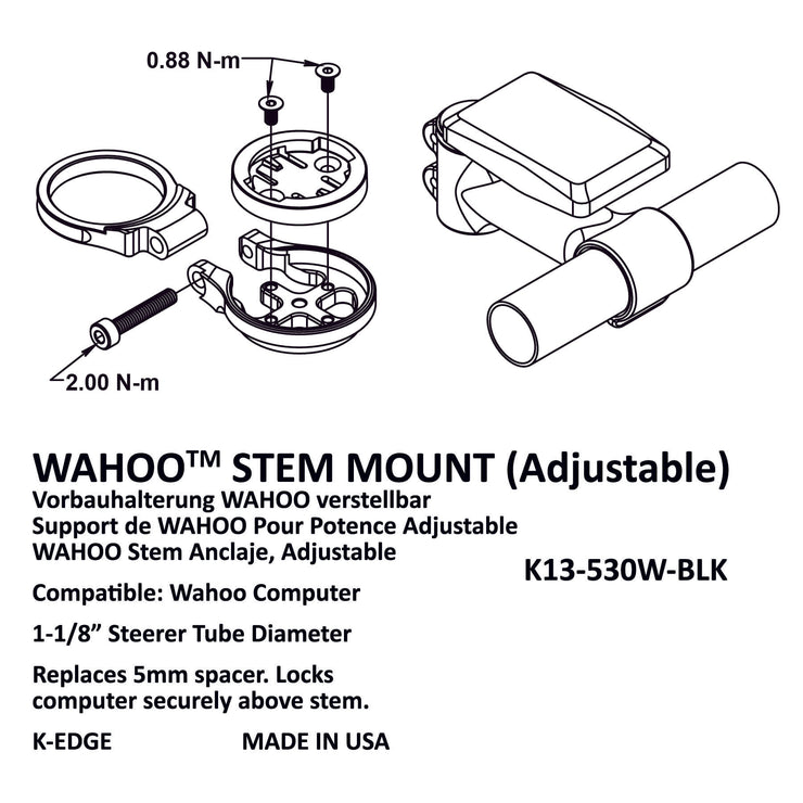 K-Edge Wahoo Adjustable Bolt and ELEMNT Computer Stem mount