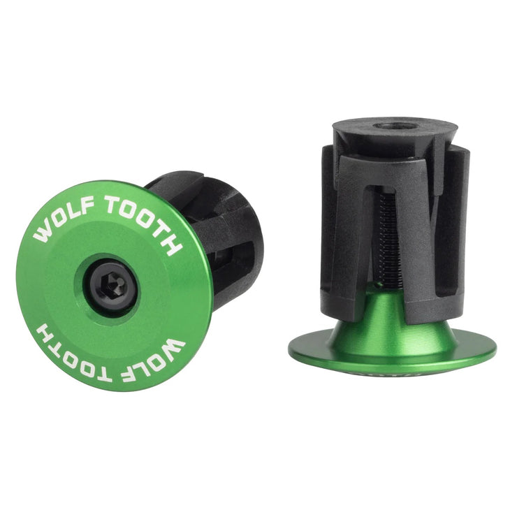 Wolf Tooth Alloy Bar End Plugs, green, Full View