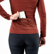 Wild Rye Sandia Long Sleeve Jersey, mahogany, back view on model. 