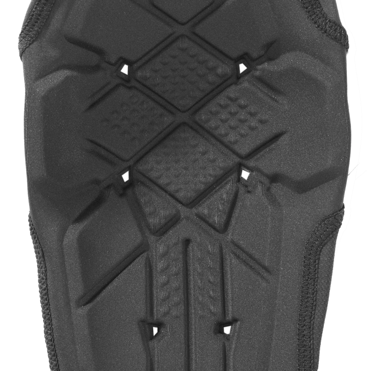 Black protective gear with textured surface on a white background