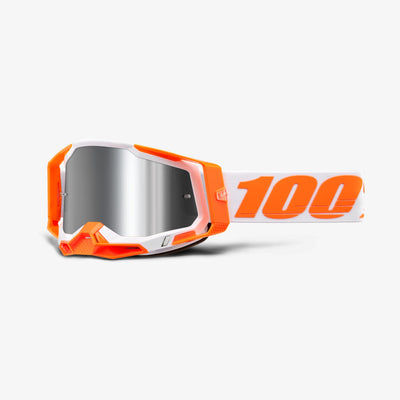 100% RACECRAFT 2, orange with silver lens, full view.