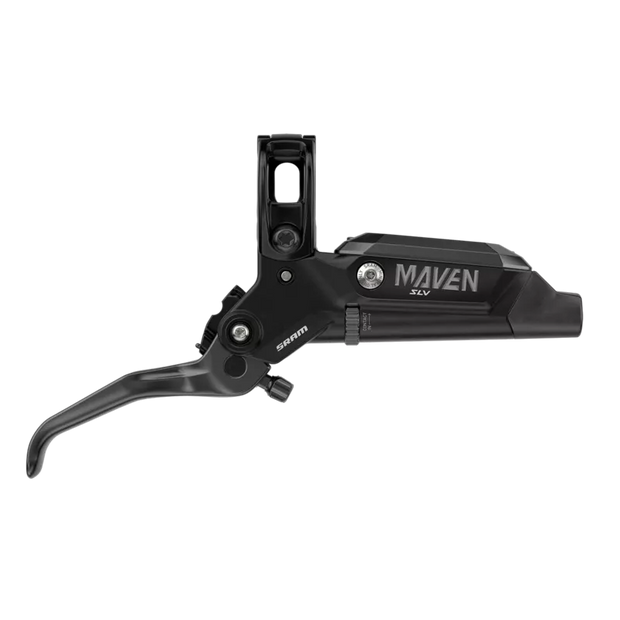 SRAM Maven Silver Disc Brake and Lever - Rear, Post Mount, 4-Piston, SS Hardware, Black, A1, lever front view.