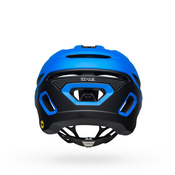 Bell Sixer MIPS Mountain Bike Helmet, matte blue/ black, back view.