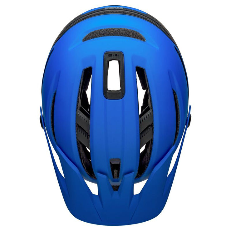 Bell Sixer MIPS Mountain Bike Helmet, matte blue/ black, top view.