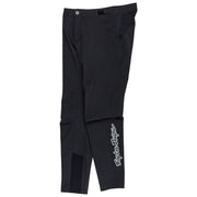Black pants with a brand logo on a white background