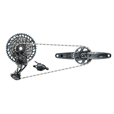 SRAM GX Eagle Groupset - 170mm Boost Crankset, 32t, DUB, Trigger Shifter, Rear Derailleur, 12-Speed 10-52t Cassette and 12-Speed Chain, full view.