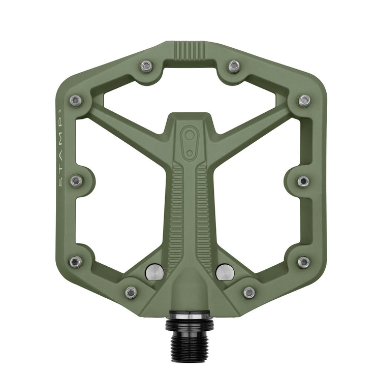 Crankbrothers Stamp 1 Gen 2 Platform Composite Pedals - Green, Small, full view.