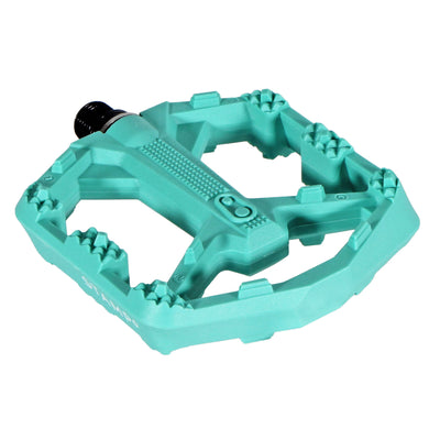 Crankbrothers Stamp 0 Large Platform Pedals Turquoise, full view.