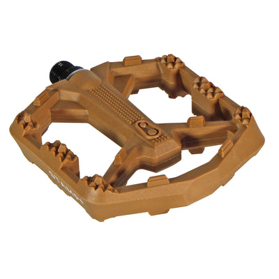 Crankbrothers Stamp 0 Large Platform Pedals Brown, full view.
