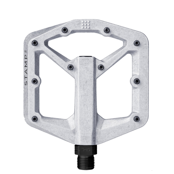 Crankbrothers Stamp 2 Aluminum Platform Pedals - Raw Silver, Small, full view.