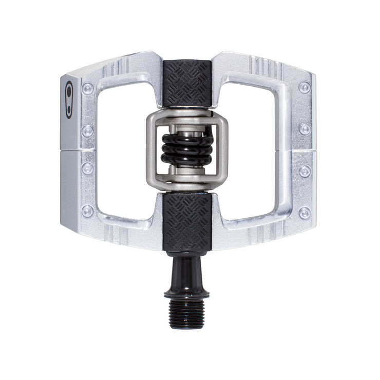Crankbrothers Mallet DH Dual Sided Clipless Platform Pedals - High Polish Silver, full view.