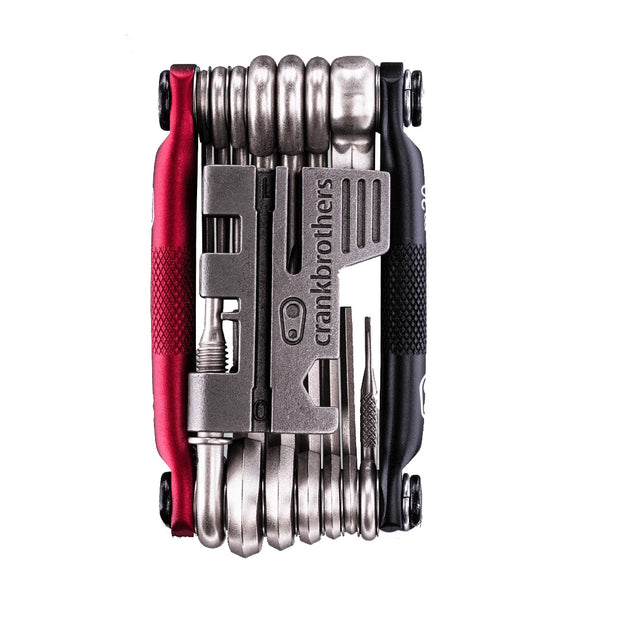 Crankbrothers Multi 20 Tool - Matte Black/ Red, closed view of top.