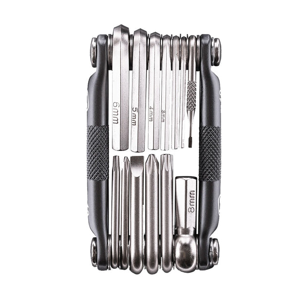 Crankbrothers Multi-13 Mini Tool Nickel, full view.