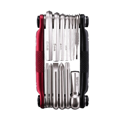 Crankbrothers Multi 13 Tool - Matte Black/Red, full view.
