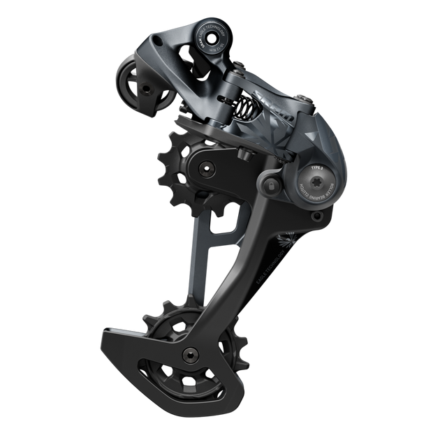 SRAM XX1 Eagle Rear Derailleur - 12spd, Long Cage, 52t, lunar, full view.