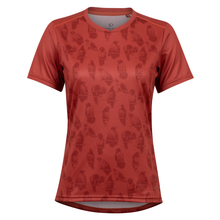 Pearl Izumi Women's Summit Short Sleeve Jersey, adobe birds, front view.