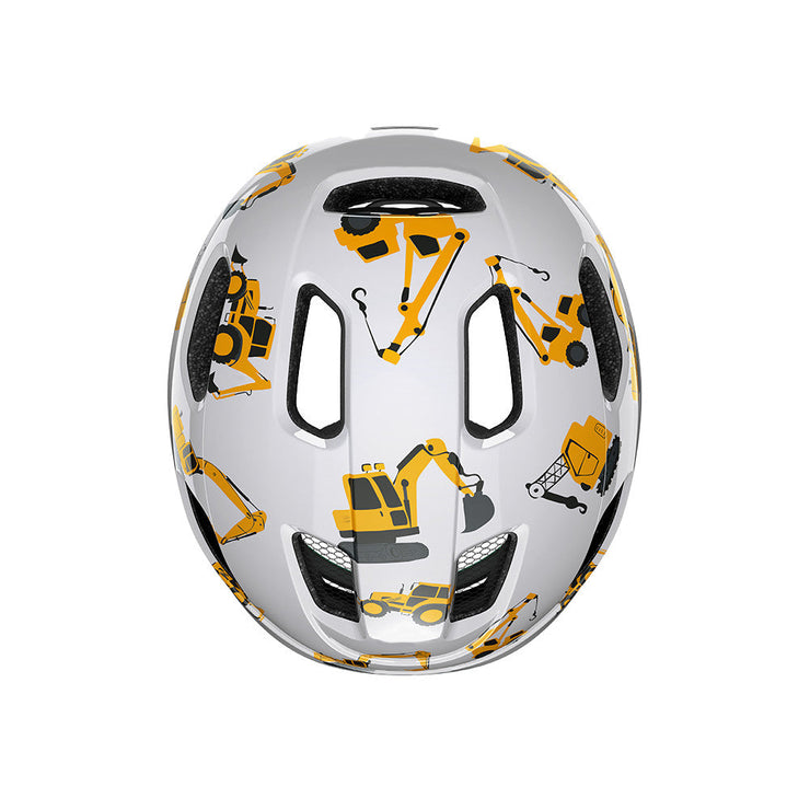 Lazer Pnut Kineticore Kids’ Helmet, diggers, top view.