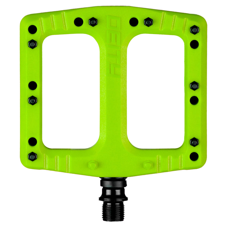 Deity Deftrap Pedals, Green, full view.