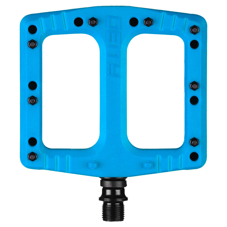 Deity Deftrap Pedals, Blue, full view.