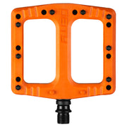 Deity Deftrap Pedals, Orange, full view.