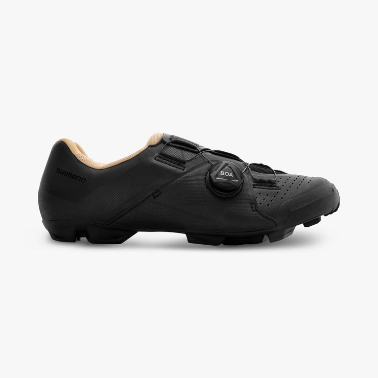 Shimano Women's XC3 Clipless Shoe, black, outside view.