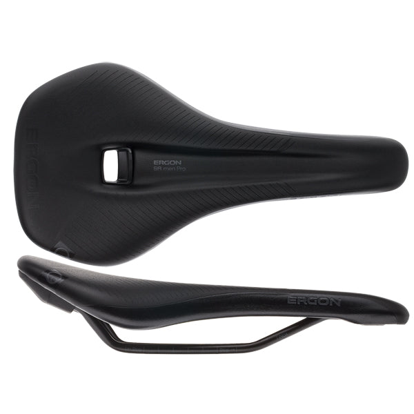 Ergon SR Pro Saddle - Titanium Stealth Mens Medium/Large, top and side view