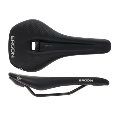 Ergon SR Comp Saddle - Titanium Black Mens Small/Medium, top an side view.