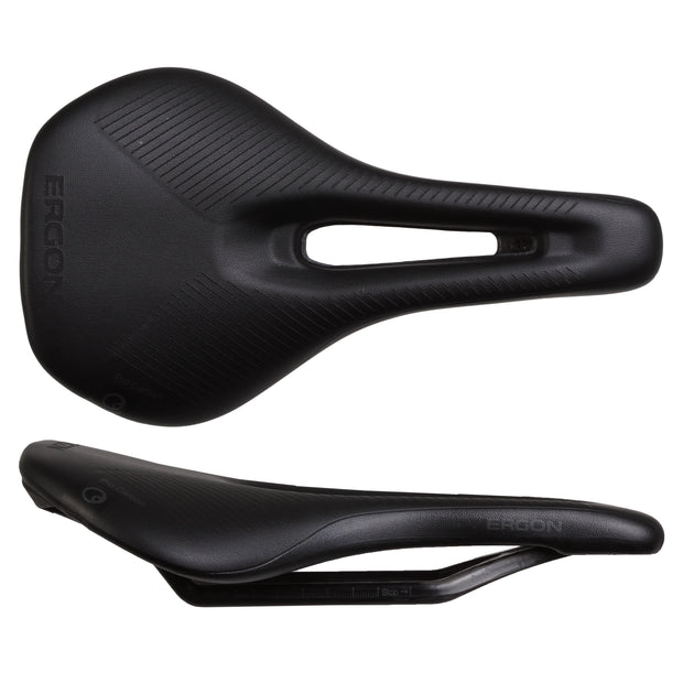 Ergon SR Pro Carbon Saddle - Carbon Stealth Womens Small/Medium, top and side view