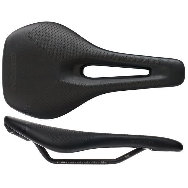 Ergon SR Pro Saddle - TiNox Black Womens Small/Medium, top and side view