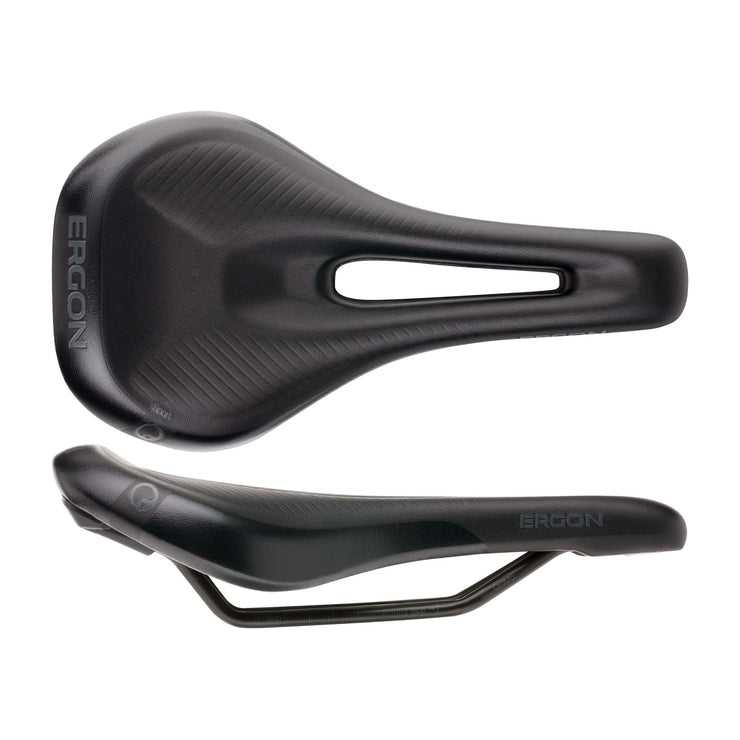 Ergon SM E Mountain Sport Saddle - Chromoly Stealth Womens Small/Medium, top and side view