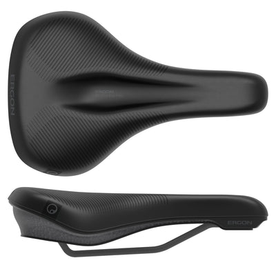 Ergon ST Core Evo Mens Saddle - MD/LG Black/Gray, top and side view