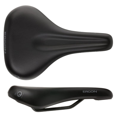 Ergon ST Gel Saddle - Chromoly Black Womens Medium/Large, top and side view