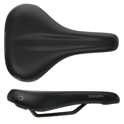 Ergon ST Gel Saddle - Chromoly Balck Mens Small/Medium, top and side view