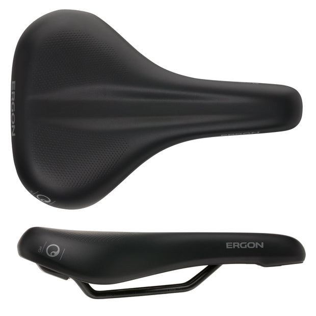 Ergon ST Gel Saddle - Chromoly Balck Mens Small/Medium, top and side view