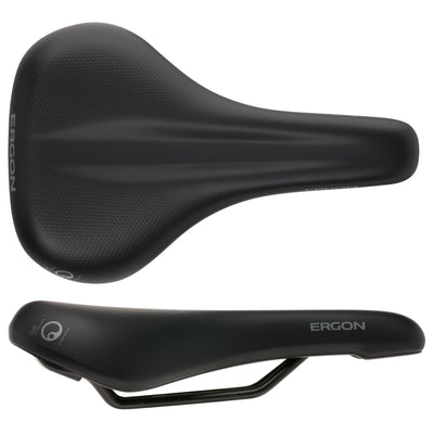 Ergon ST Gel Saddle - Chromoly Black Mens Medium/Large, top and side view