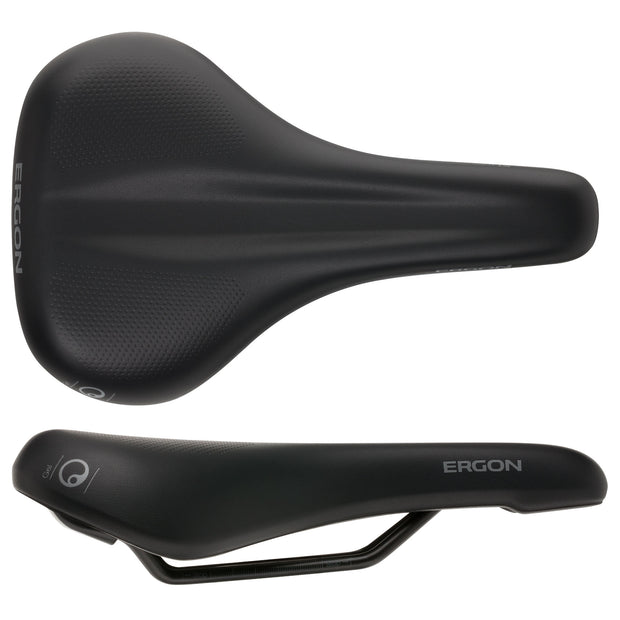 Ergon ST Gel Saddle - Chromoly Black Mens Medium/Large, top and side view
