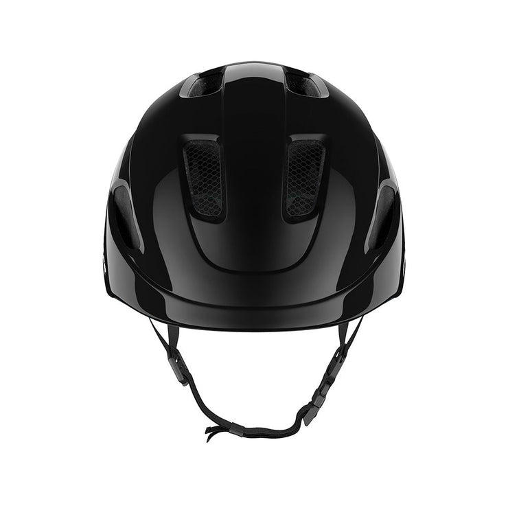 Lazer Nutz Kineticore Kids’ Helmet, black, front view.