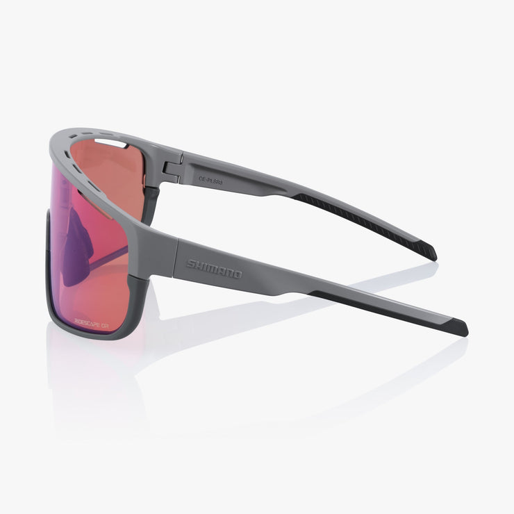 Shimano Pulsar, Frost Gray Frame W/ Ridescape Off-Road Lens, side view.