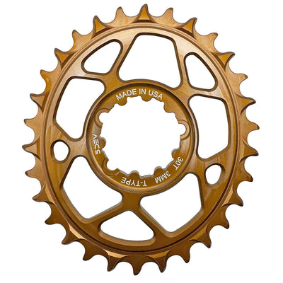 5Dev T-Type Oval 3-Bolt Chainring 3mm Offset 30T Kashima, full view.