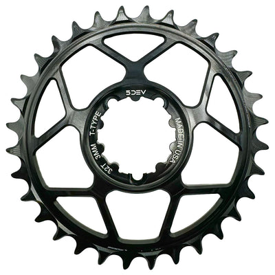 5Dev T-Type 3-Bolt Chainring 3mm Offset 34t Black, full view.