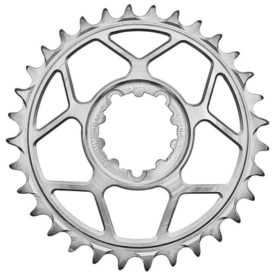 5Dev T-Type 3-Bolt Chainring 3mm Offset 34t Clear, full view.
