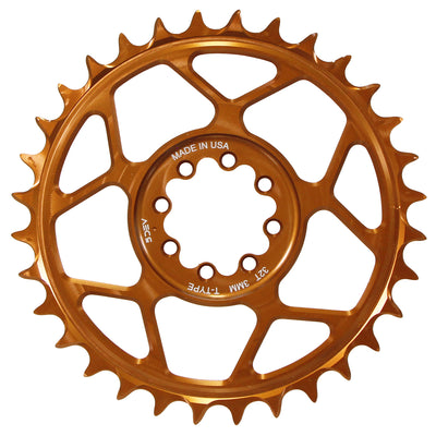 5Dev T-Type 8-Bolt Chainring 3mm Offset 30t Kashima, full view.