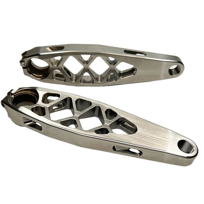 5Dev Titanium Shimano eCranks EP8 157.5mm Raw/Silver, full view.